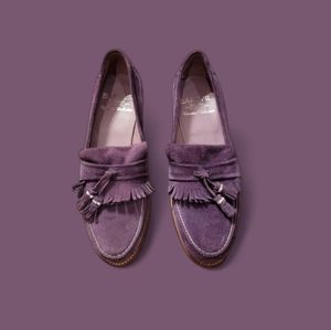 Barker England Purple Suede Moccasin Loafers